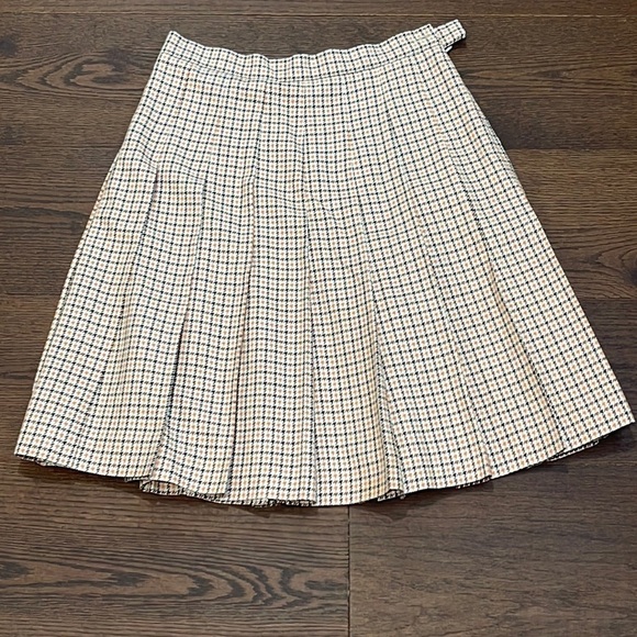 PRADA Women’s Wool and Silk Plaid Pleated Skirt Size 44 Size US 10 - Picture 1 of 7